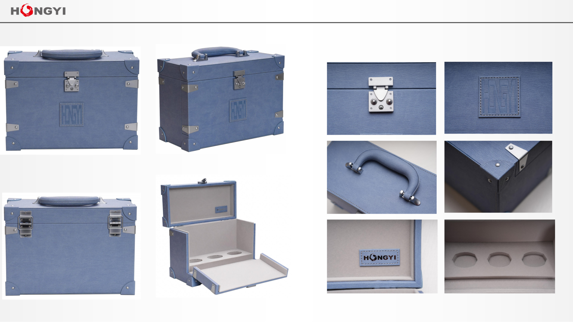 Parfümbox aus blauem Leder